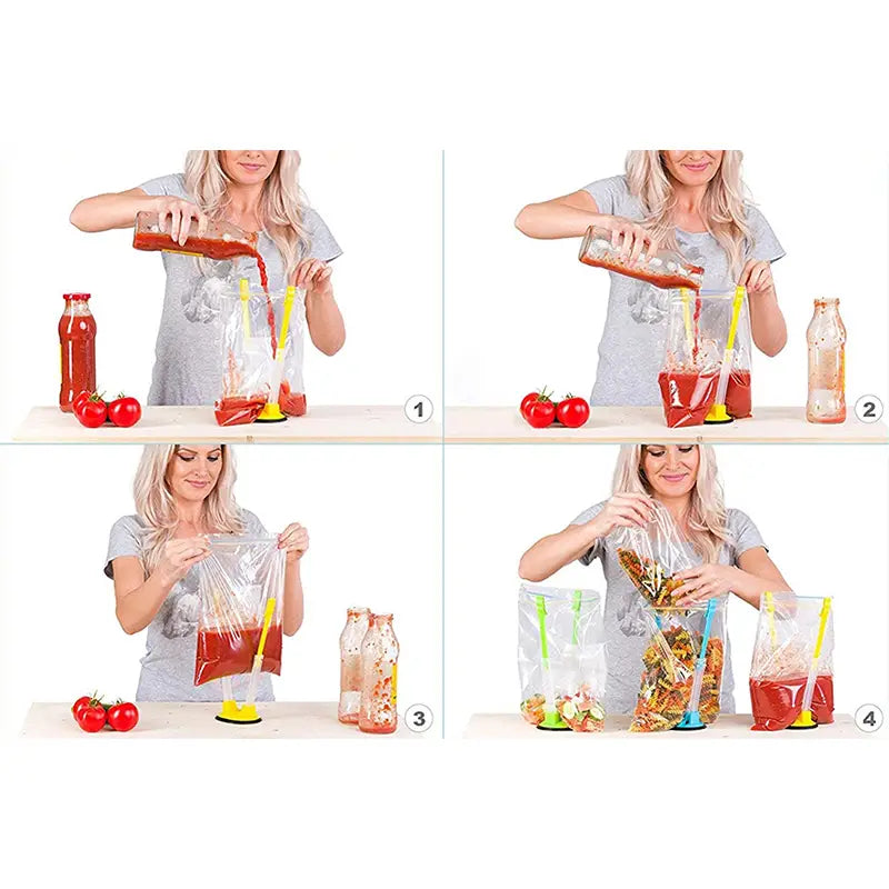 1pc Food Bag Holder Bracket, Adjustable Non Slip Ziplock Storage Bag Holder Bag Clip, Hands-Free Plastic Hands Baggy Rack, Sandwichs Bag Racks, Kitchen Gadget